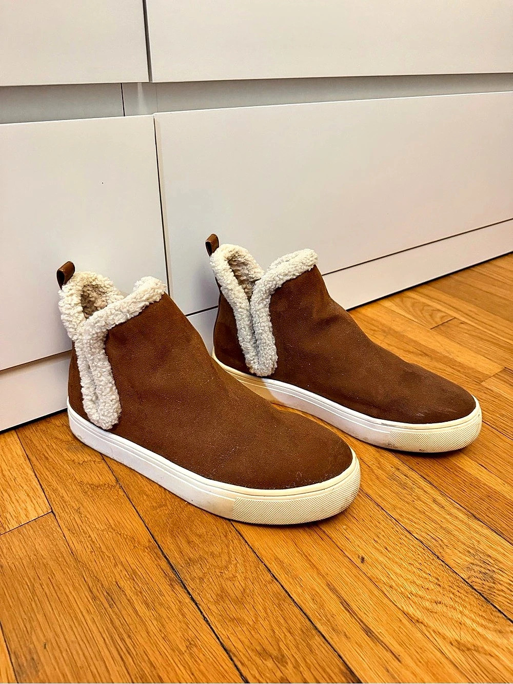 Lexie & Abbie Brown Sherpa-Lined High Top Sneakers